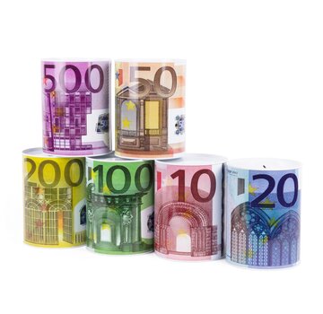 Benson Spaarpot Euro ø8.5 x 12 cm 6ass - Euroblik Spaarpot - Geldopslag Blik