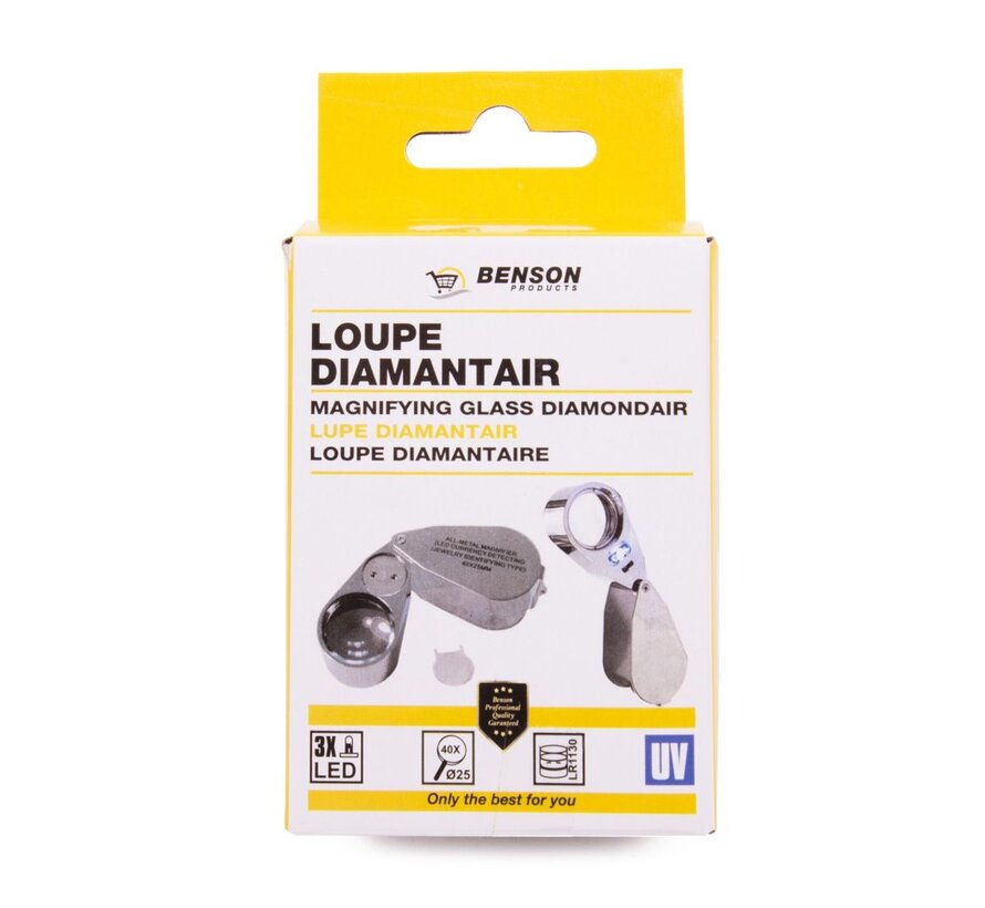 Loupe + LED Diamantair - Juweliersloupe - LED Verlichte Vergrootglas