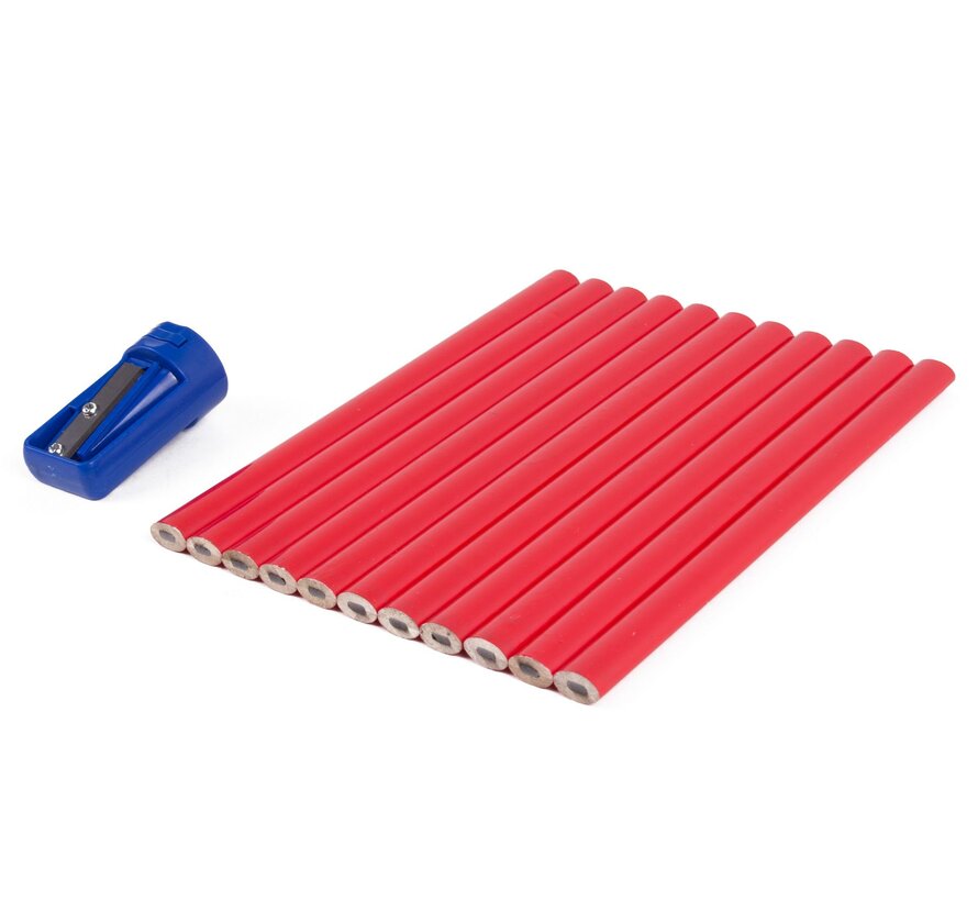 Timmermanspotlood 11 dlg + Slijper - Houtbewerking Potlood Set