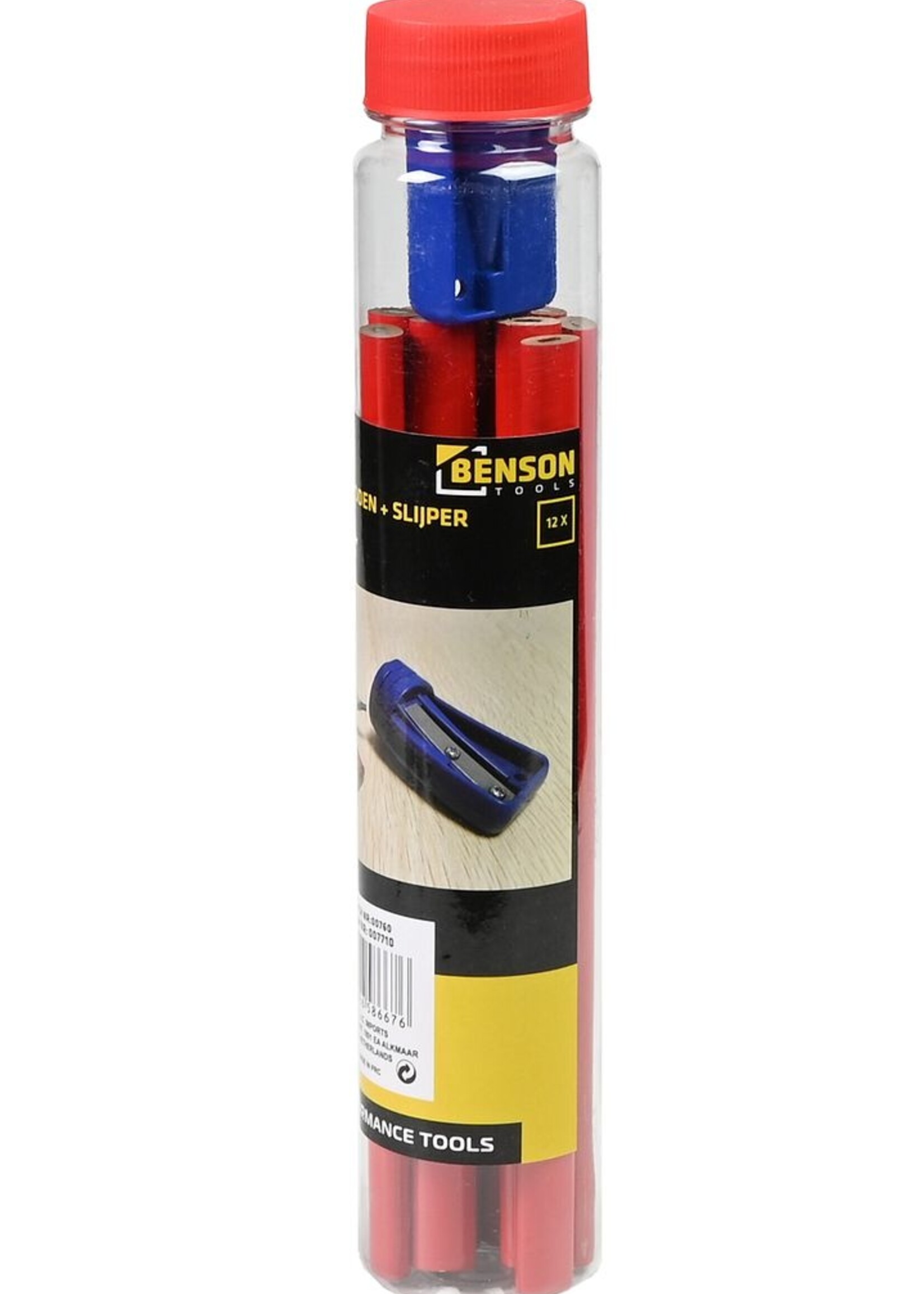 Benson Tools Timmermanspotlood 11 dlg + Slijper - Houtbewerking Potlood Set