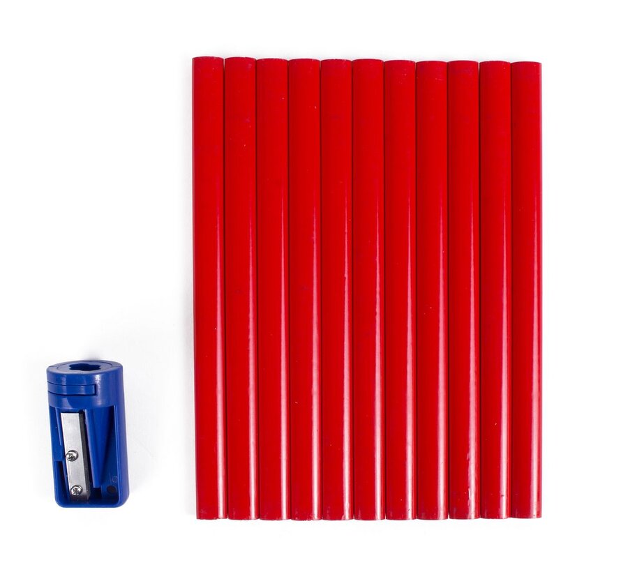 Timmermanspotlood 11 dlg + Slijper - Houtbewerking Potlood Set