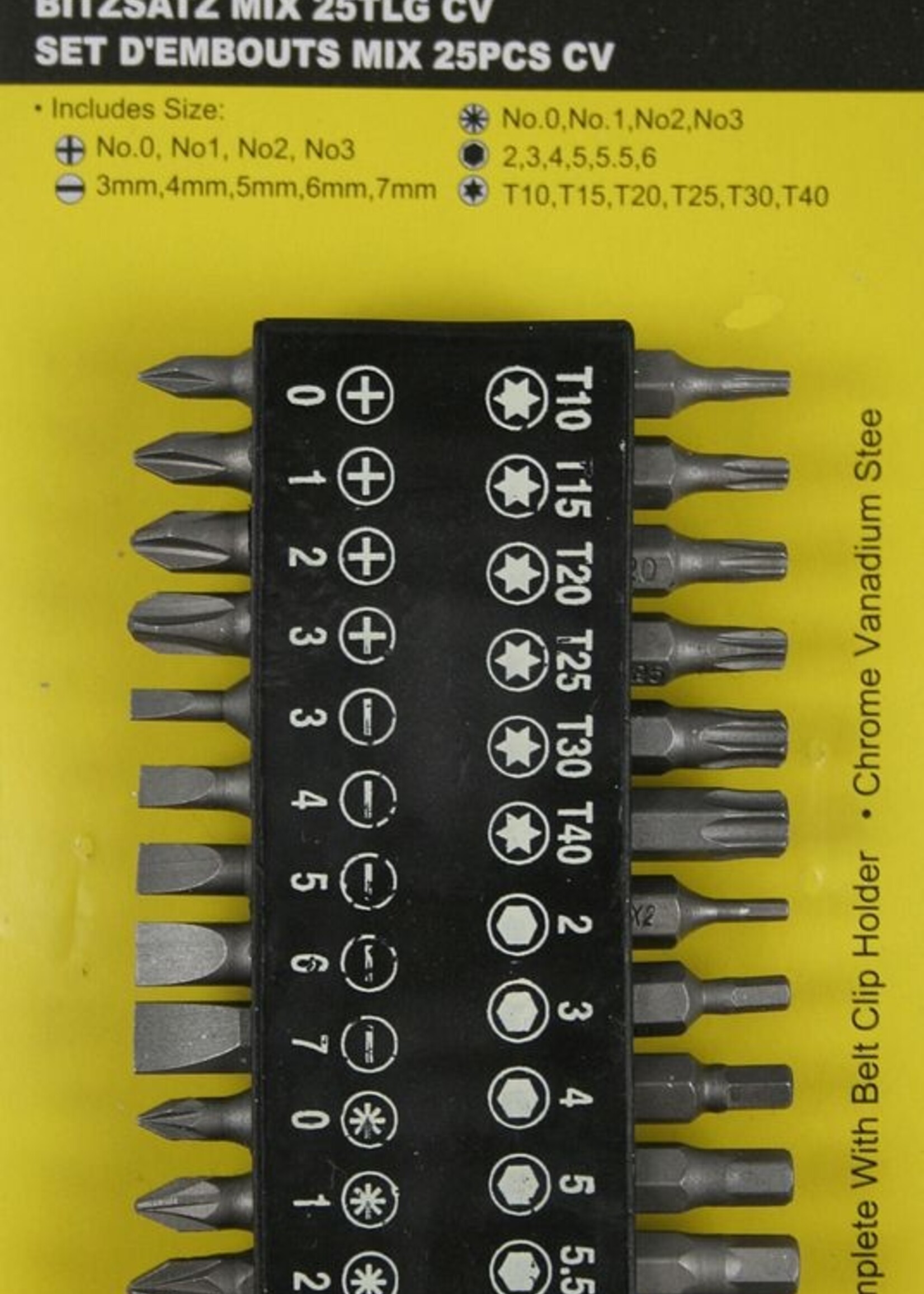 Benson Tools Bitset 25 dlg Mix CRV - Multi Bitset - Torx, Inbus, Philips, Plat, Pozidrive