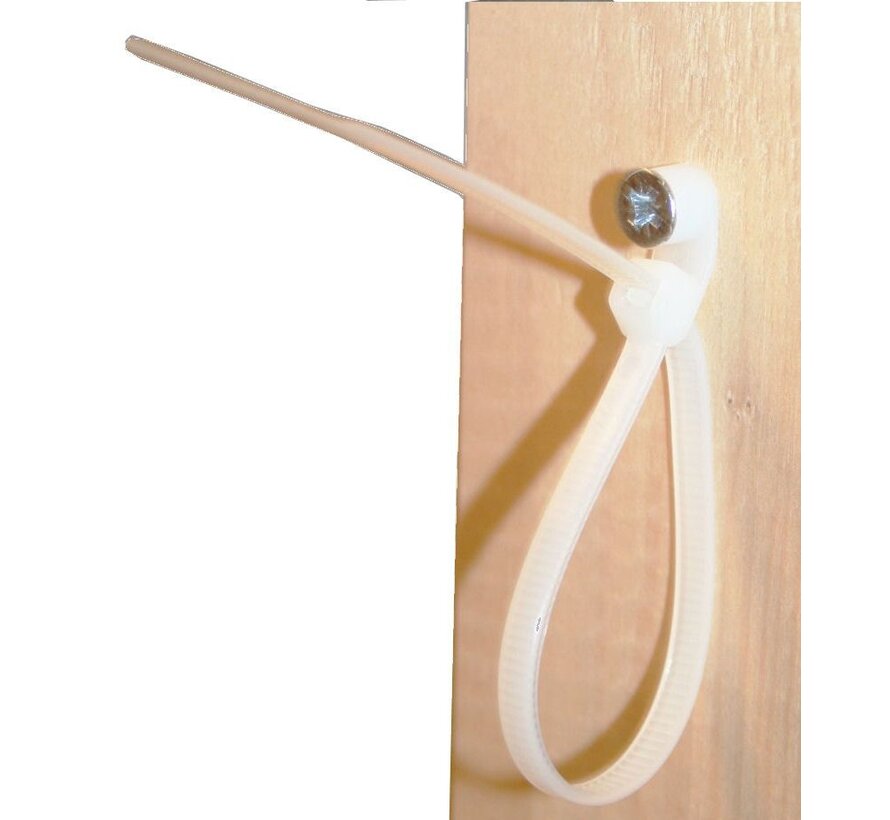 Tie Ribs Schroefbaar 4.8 x 200 mm / Wit 100 dlg - Witte Kabelbinders - Vastzetbaar