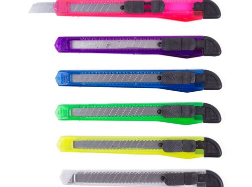 Benson Afbreekmes 6 dlg smal kleur - Snijmes Set met Meerdere Kleuren