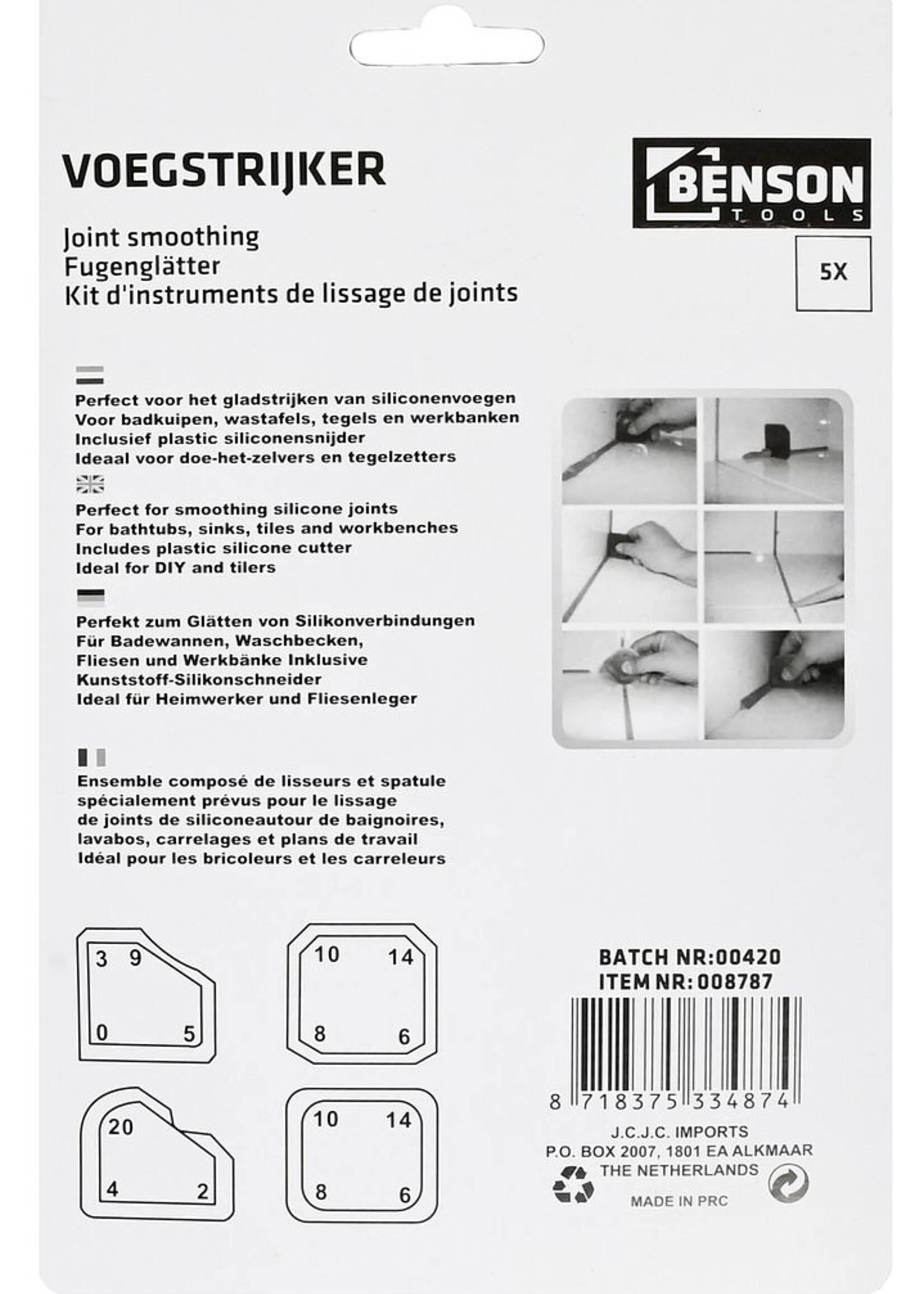 Benson Tools Voegstrijker Set 5 dlg - Voegstrijker Gereedschap