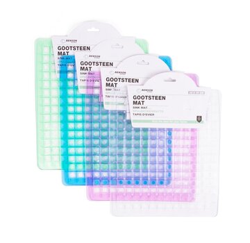 Benson Home Gootsteenmat Transparant Vierkant Mix - Beschermende Mat - Antislip Serviesmat