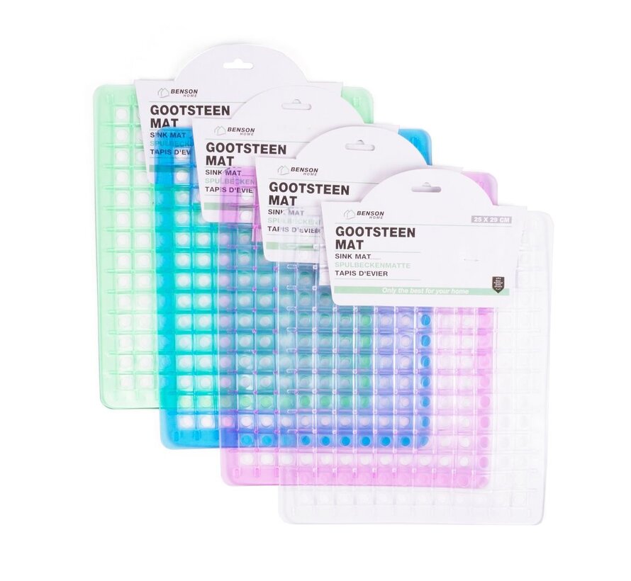 Gootsteenmat Transparant Vierkant Mix - Beschermende Mat - Antislip Serviesmat