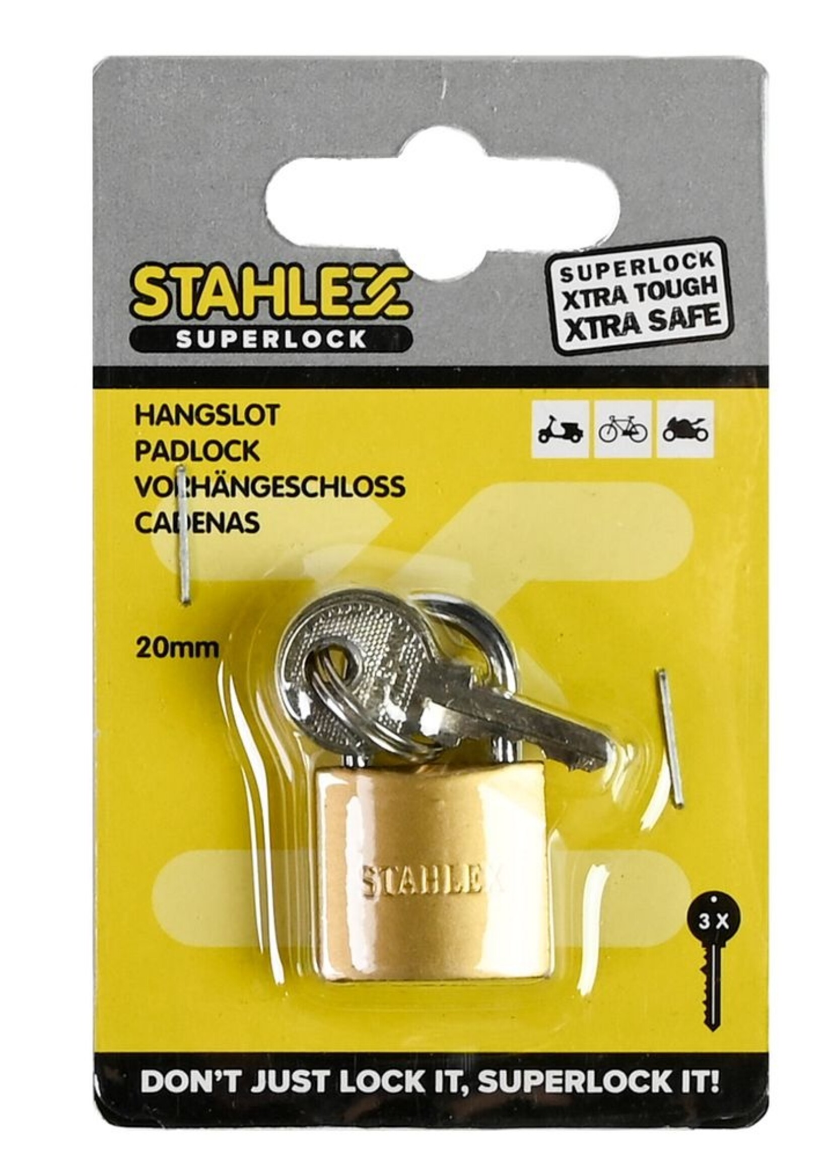 Stahlex Hangslot 20 mm - Veiligheidsslot - Slot met Sleutels