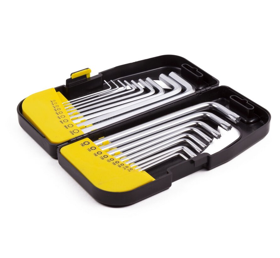 Inbus- en Torx Sleutelset Lang 18 dlg Profi - Uitgebreide Set voor Professionals