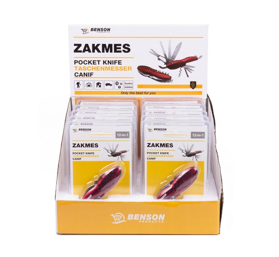 Zakmes 12 dlg Swiss - Multifunctioneel Zwitsers Zakmes voor Buitenavonturen en Dagelijks Gebruik