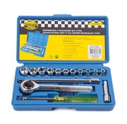 Benson Tools Doppendoos 17 dlg - Dopsleutelset, Ratelset, Socketset in Kunststof Opbergdoos