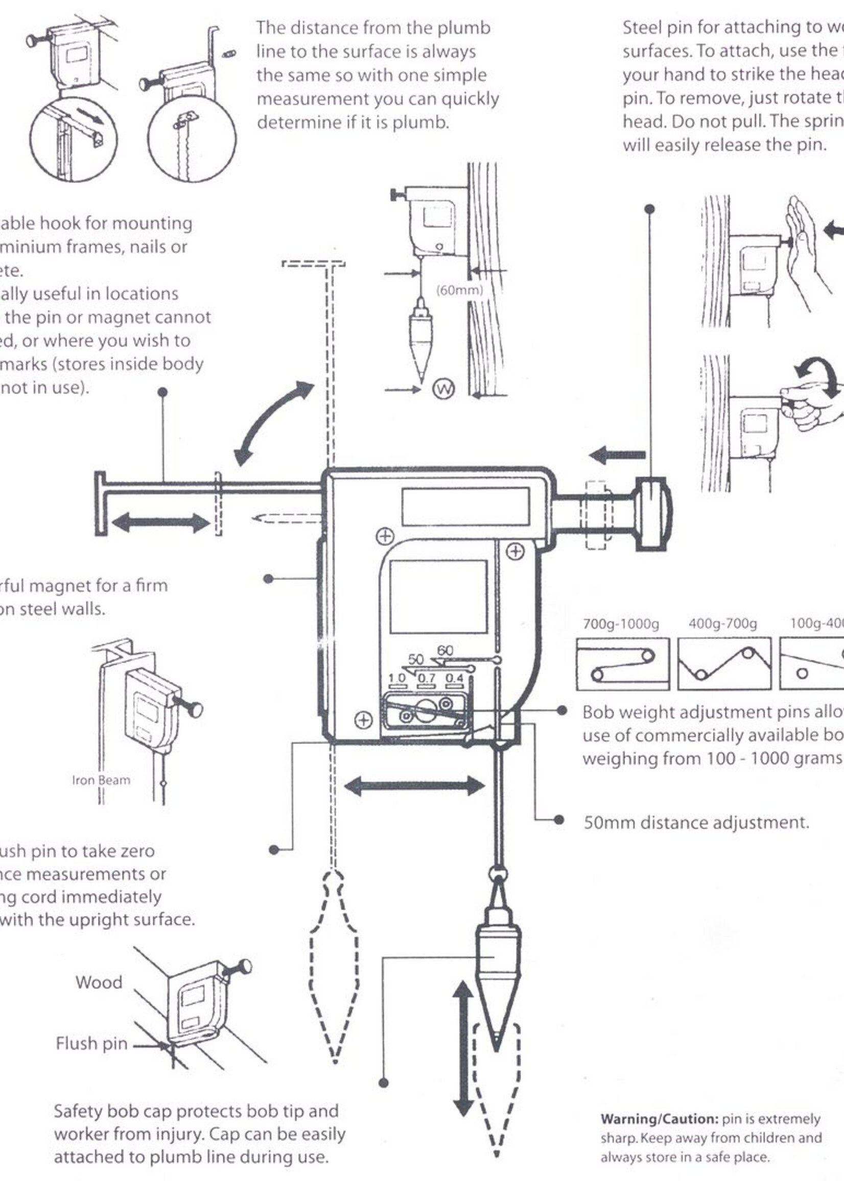 Benson Tools Schietlood 400 g + Magneet - Loodlijn - Loodrechte Lijnuitzetter
