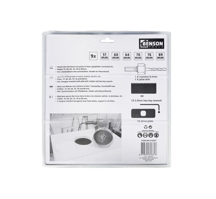 Gatenzaag 9 dlg Heavy Duty - Boorset - Hout en Gipsplaten Zaagset