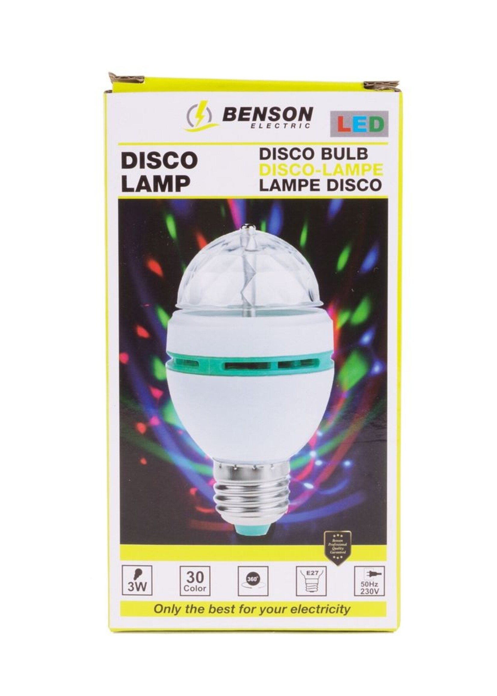 Benson Electric Roterende Discolamp E27 LED - Feestverlichting – Kleurrijke Verlichting