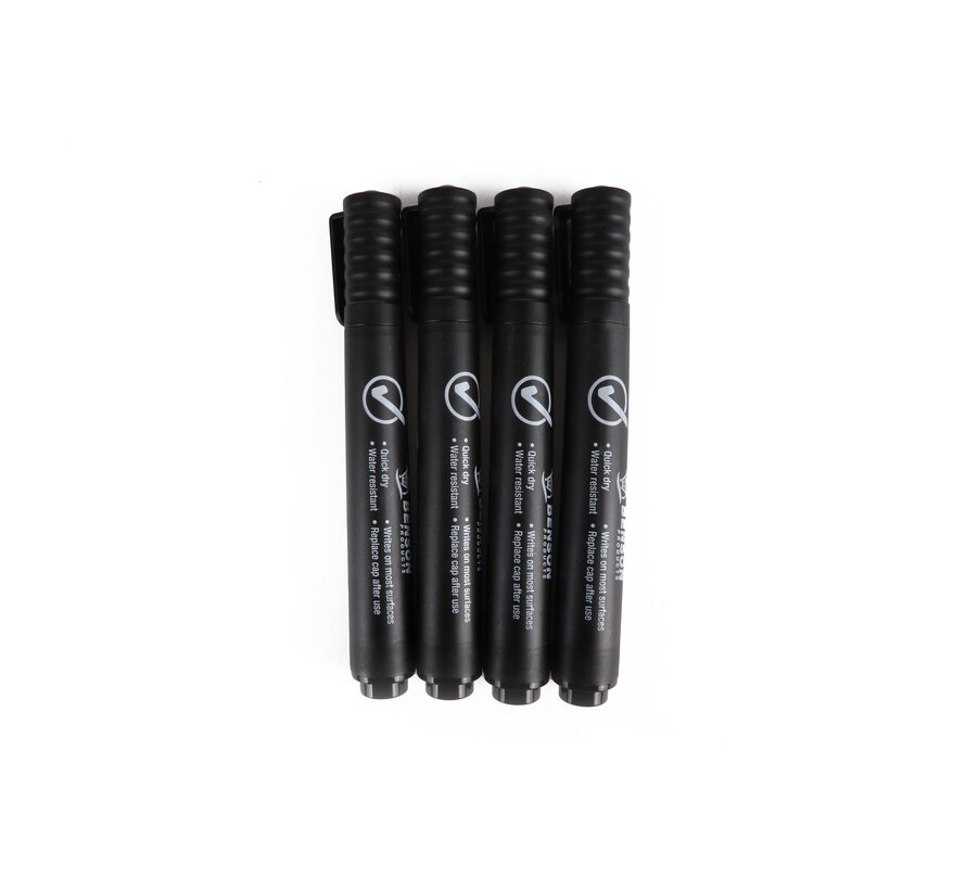 Merkstift Permanent 4 dlg Zwart Profi - Zwart Markers - Permanentstift Set Zwart