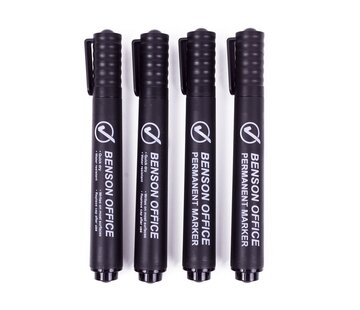 Benson Merkstift Permanent 4 dlg Zwart Profi - Zwart Markers - Permanentstift Set Zwart