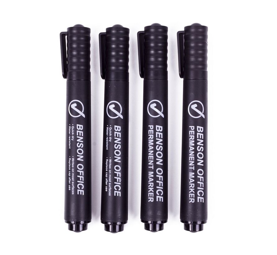 Merkstift Permanent 4 dlg Zwart Profi - Zwart Markers - Permanentstift Set Zwart