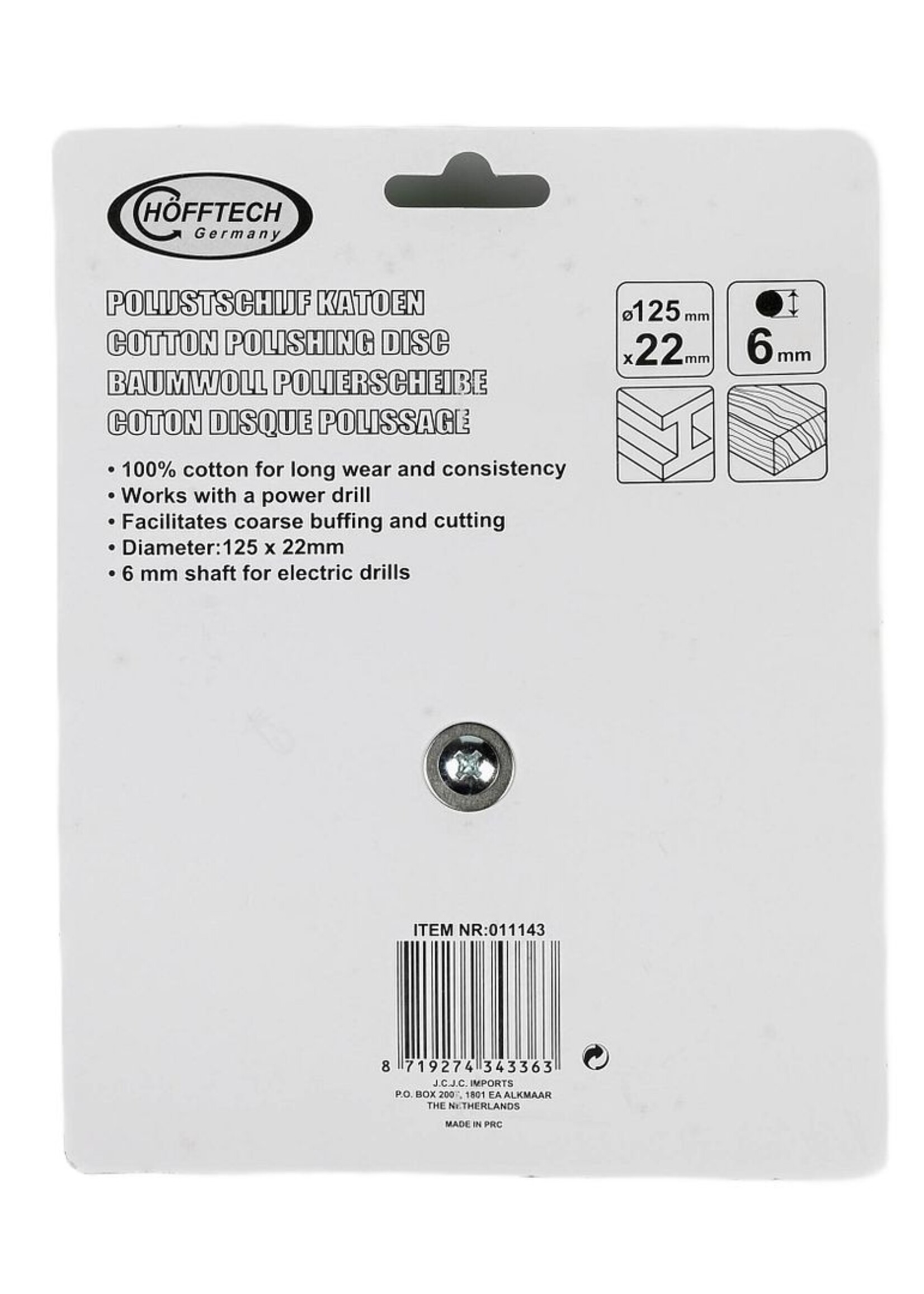 Benson Tools Polijstschijf Katoen 125mm - Metaal polijstschijf - 1 stuk