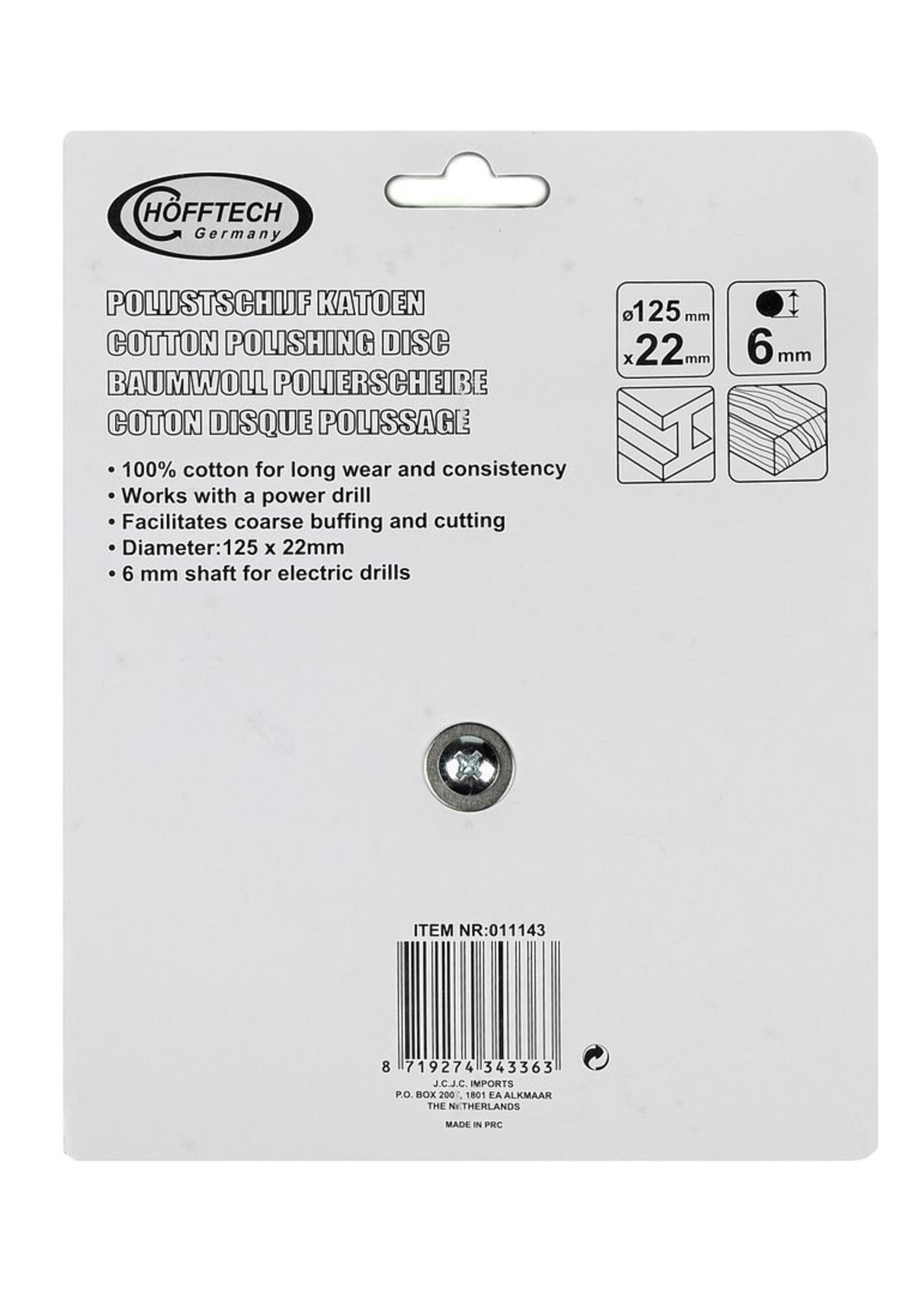 Benson Tools Polijstschijf Katoen 125mm - Metaal polijstschijf - 1 stuk