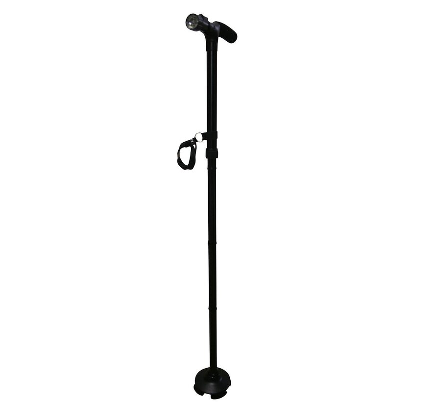 Wandelstok Easy Ergo + LED - Ergonomische Wandelstok voor Senioren - Zwart