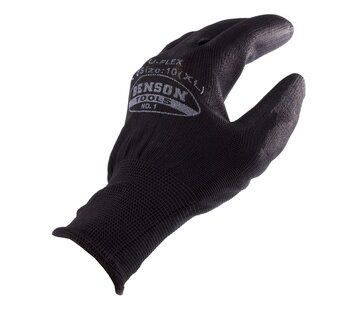 Benson Tools Werkhandschoen PU Flex Nylon Zwart Maat 10 (XL) - Flexibele Werkhandschoen - PU Gecoate Handschoen