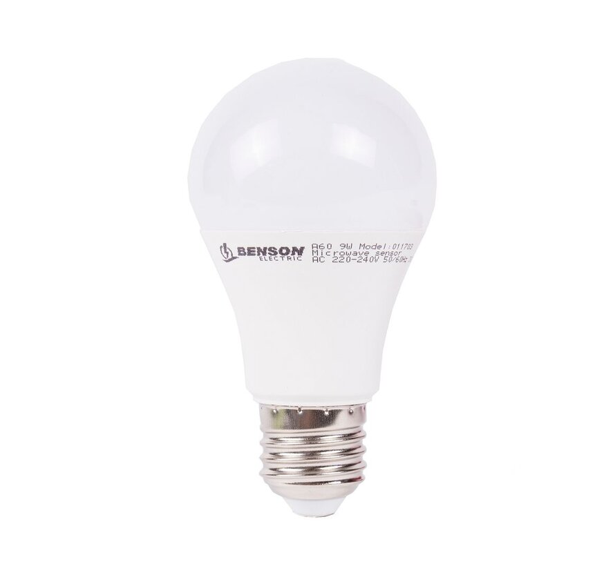 Led Lamp E27 A60 9W + Bewegingssensor Warm Wit