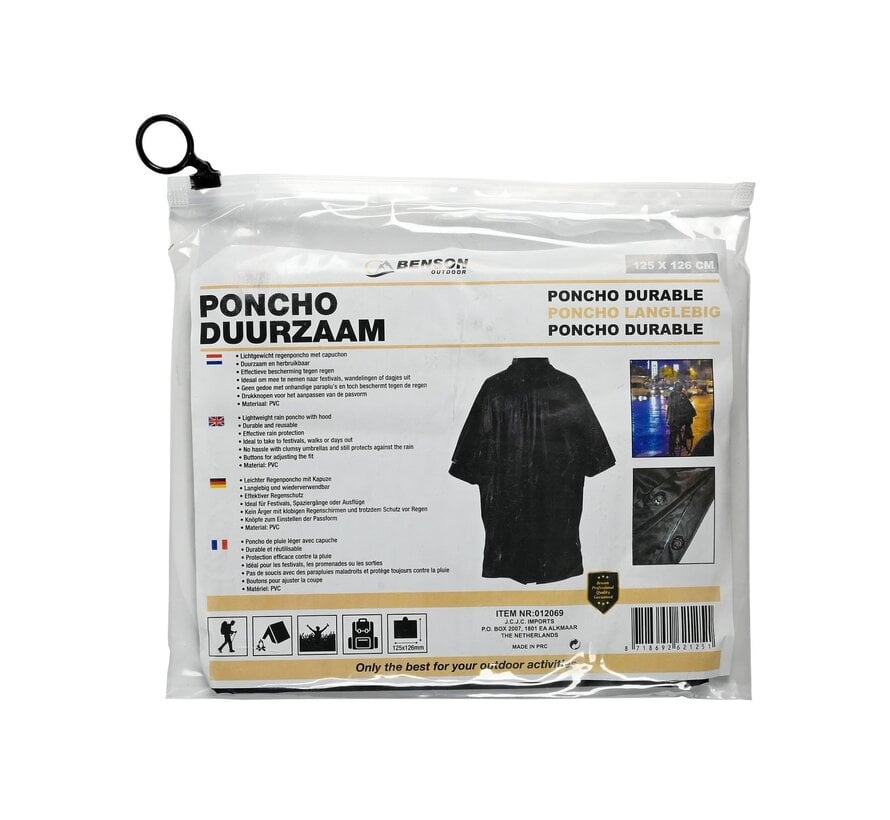 Poncho Duurzaam Zwart - Poncho - One Size