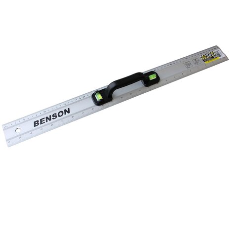 Benson Tools Liniaal 60 cm Alu + Waterpas met Grip - Nauwkeurige Aftekenhulp - Aluminium Meetinstrument