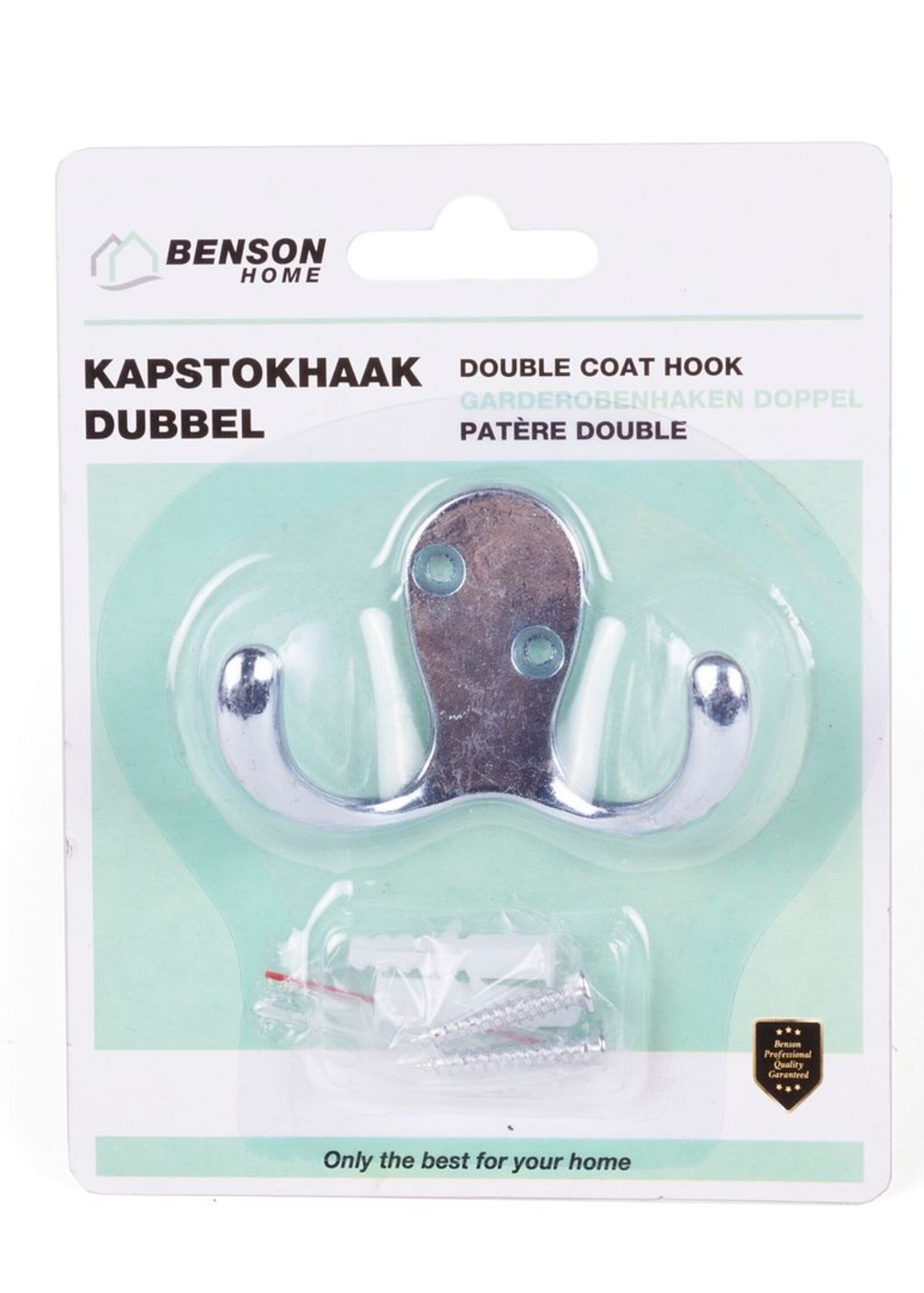 Benson Home Haak Kapstokhaak Dubbel Metaal - Haak Kapstok