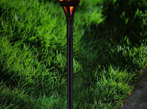 Benson Garden Tuinlamp Solar Fakkel 48,5 cm Flame Effect - Zwart