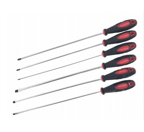 Benson Tools Schroevendraaierset 6 dlg Lang - Extra Lange Schroevendraaiers - Chroom Vanadium Staal