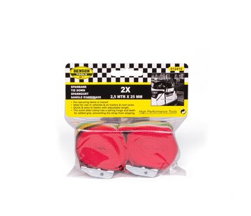Benson Tools Spanband 2 dlg 2,5 Mtr x 25 Mm - Sjorband Sjorriem Vastbindriem Bevestigingsband