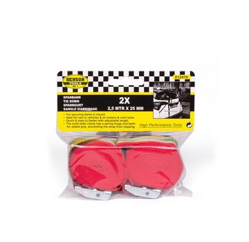 Benson Tools Spanband 2 dlg 2,5 Mtr x 25 Mm - Sjorband Sjorriem Vastbindriem Bevestigingsband