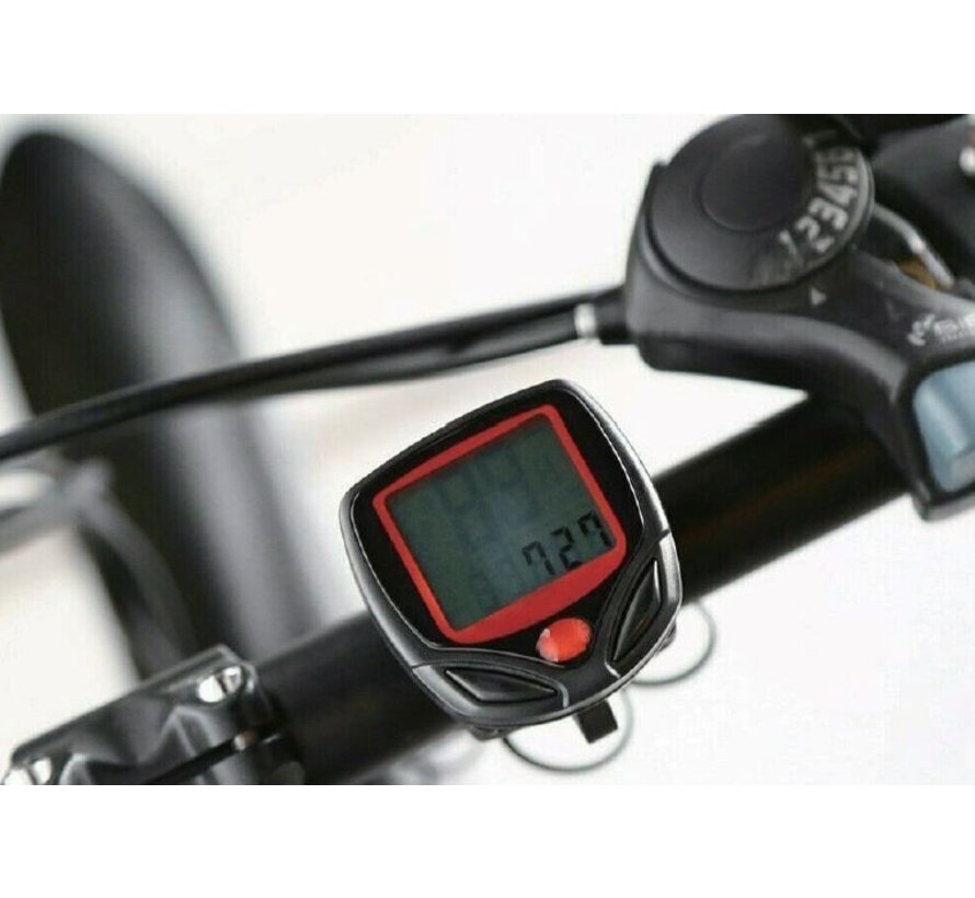Fietscomputer Digitaal Bedraad 14 Functies - Zwart