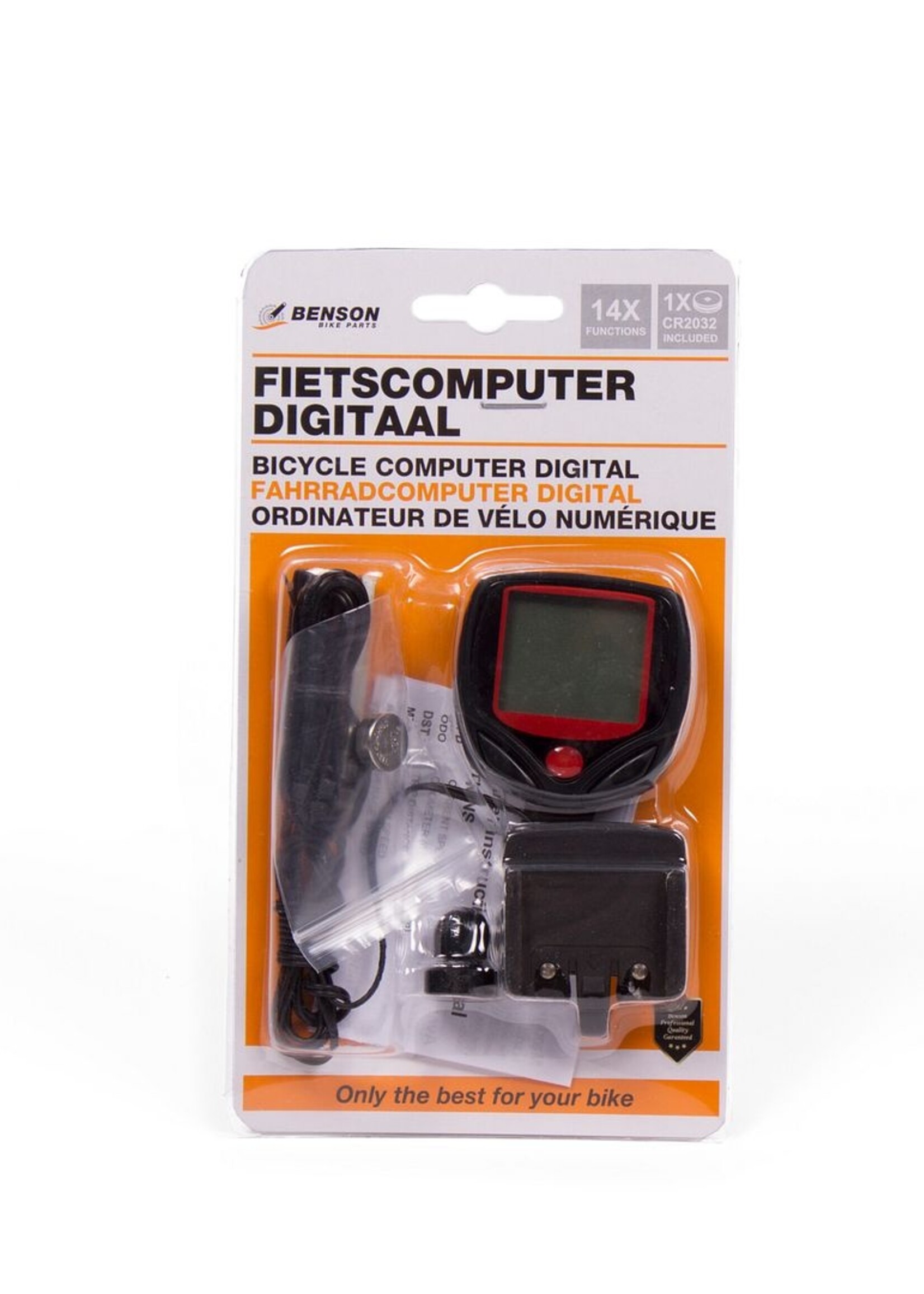 Benson Bike Parts Fietscomputer Digitaal Bedraad 14 Functies - Zwart
