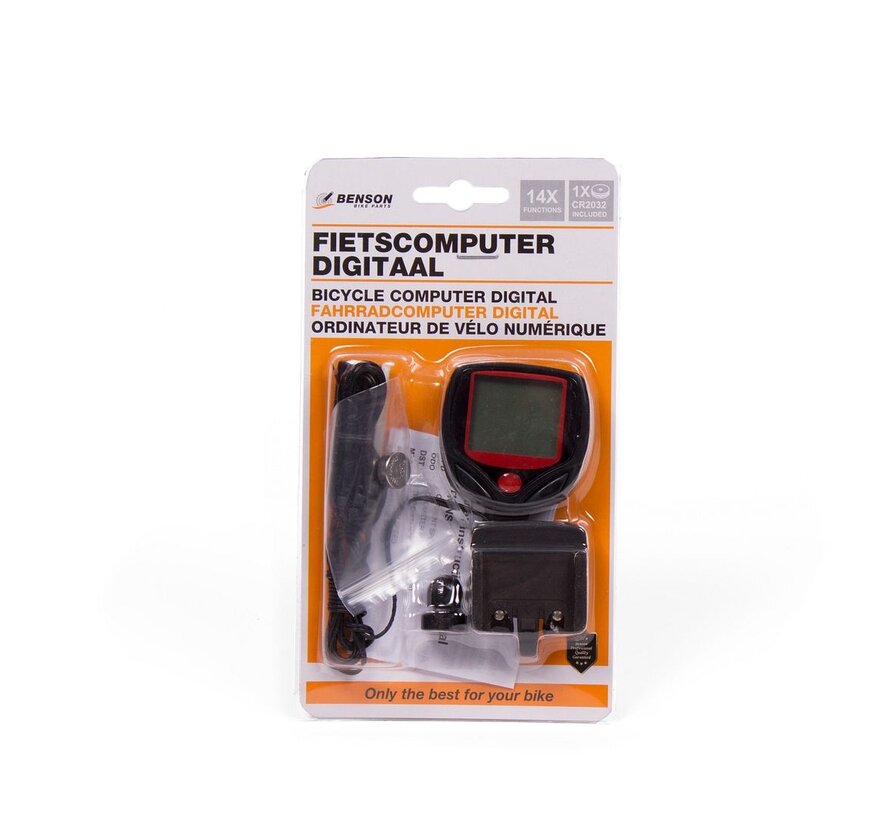 Fietscomputer Digitaal Bedraad 14 Functies - Zwart