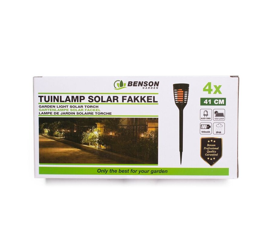 Tuinlamp Solar Fakkel 41 cm Flame Effect - 4 delig