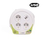 Kabelbox 10 Mtr 3 Voudig + 2 USB 2.4 Amp - Kabelhaspel