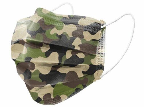 Benson Gezichtsmasker Wegwerp 3-Laags 5 Stuks Army Print