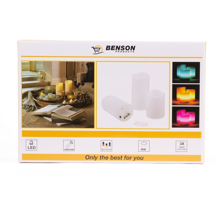 Kaarsen Led 3dlg + Afstandsbediening - Kleur