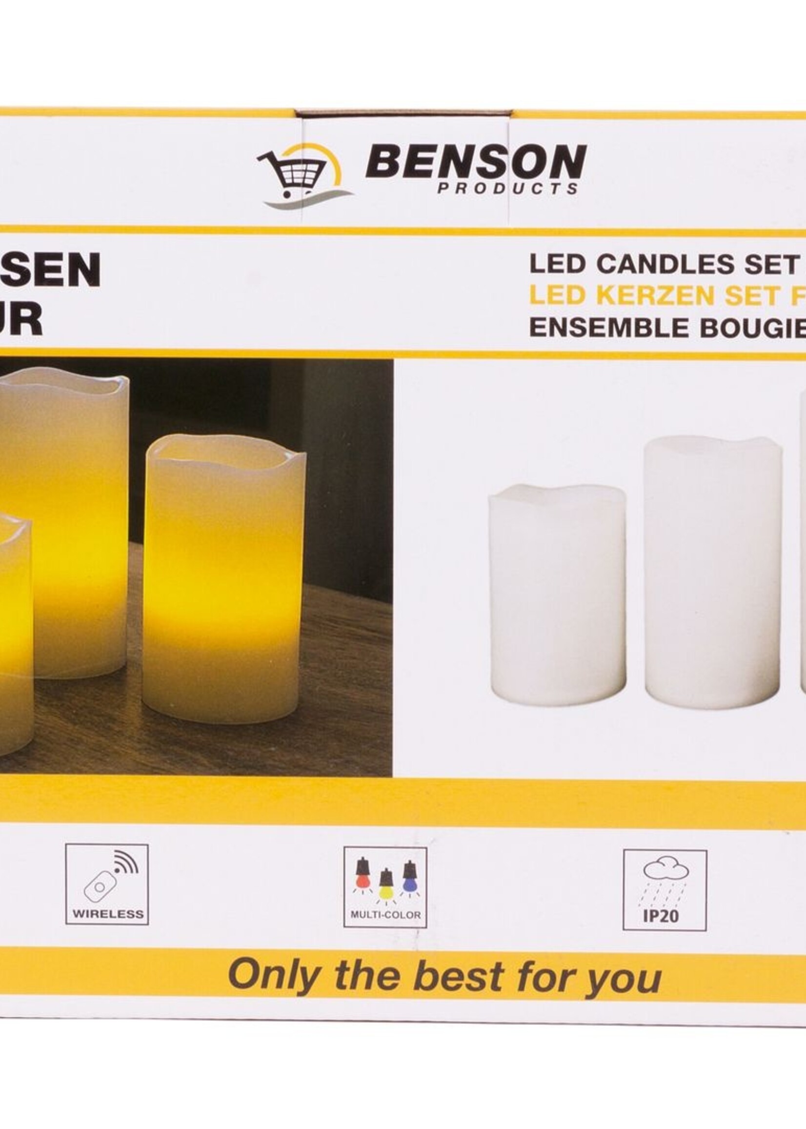 Benson Kaarsen Led 3dlg + Afstandsbediening - Kleur