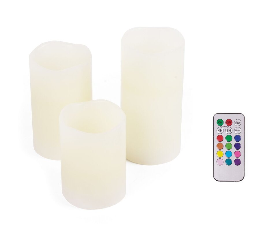 Kaarsen Led 3dlg + Afstandsbediening - Kleur