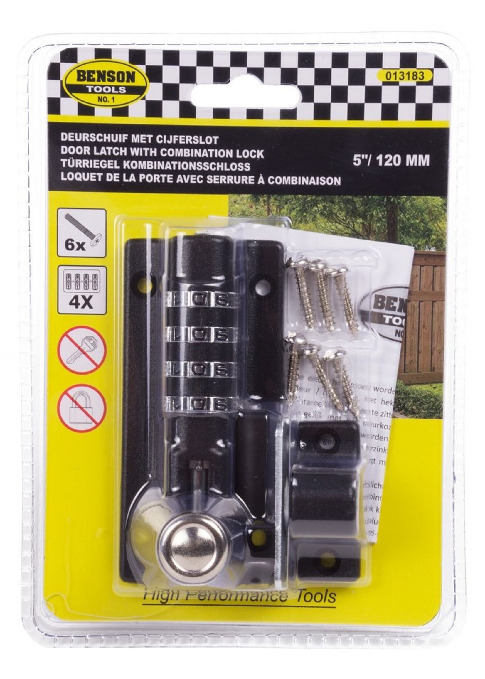 Benson Tools Deurschuif 5" / 120mm cijferslot - Schuifdeur