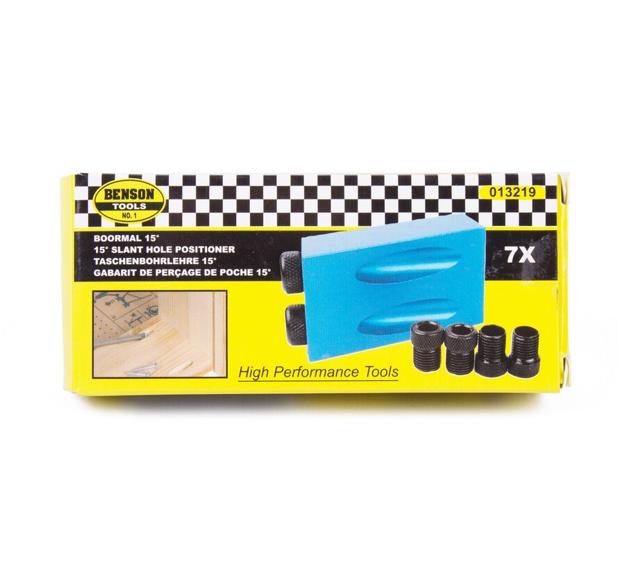 Boormal 15°/ Pocket Boring Mal 7 dlg - Pocket Hole Jig Kit - Verbindingsmal Set
