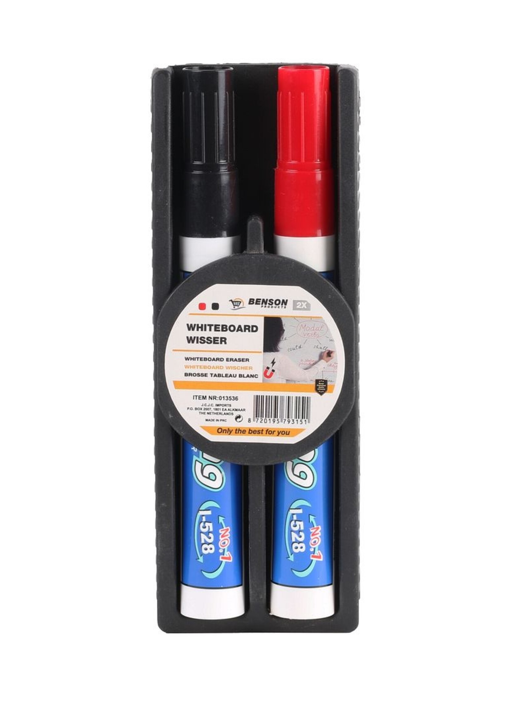 Benson Whiteboard Wisser Magnetisch met 2 Stiften - Whiteboard Accessoires - Magnetische Wisser