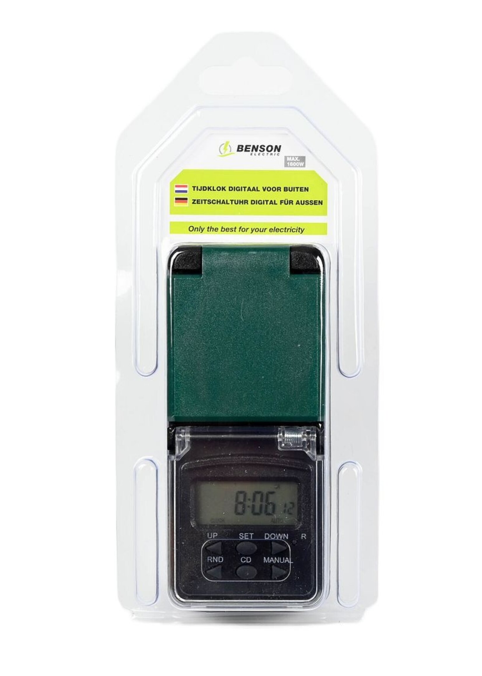 Benson Electric Tijdklok Digitaal voor Buiten - Zwart