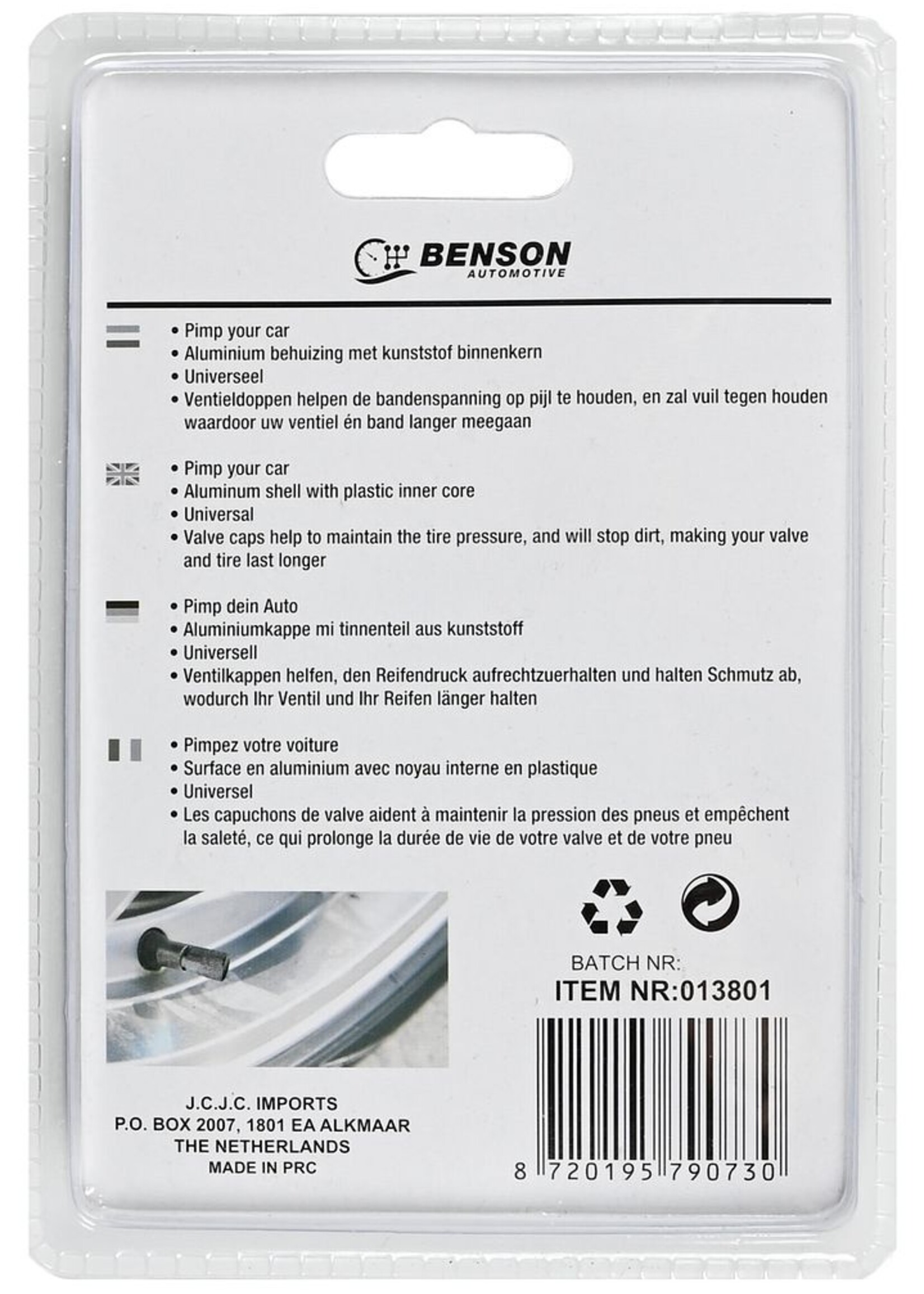 Benson Automotive Ventieldoppen 4 Dlg Aluminium Zwart