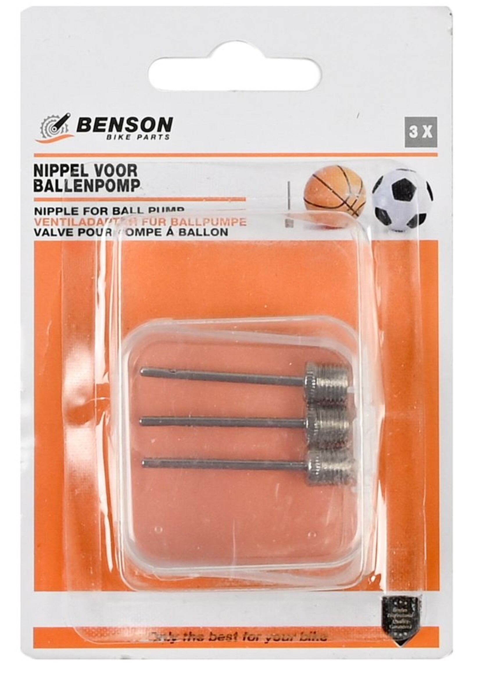 Benson Bike Parts Nippel voor Ballenpomp 3 dlg - Ballenpomp Nippel - Pomp Nippel