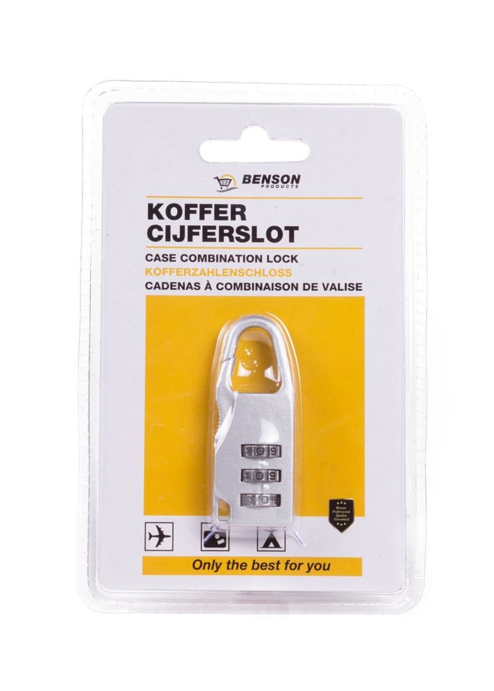Benson Koffercijferslot - Zilver, Zwart, Oranje - Reisslot - Bagageslot