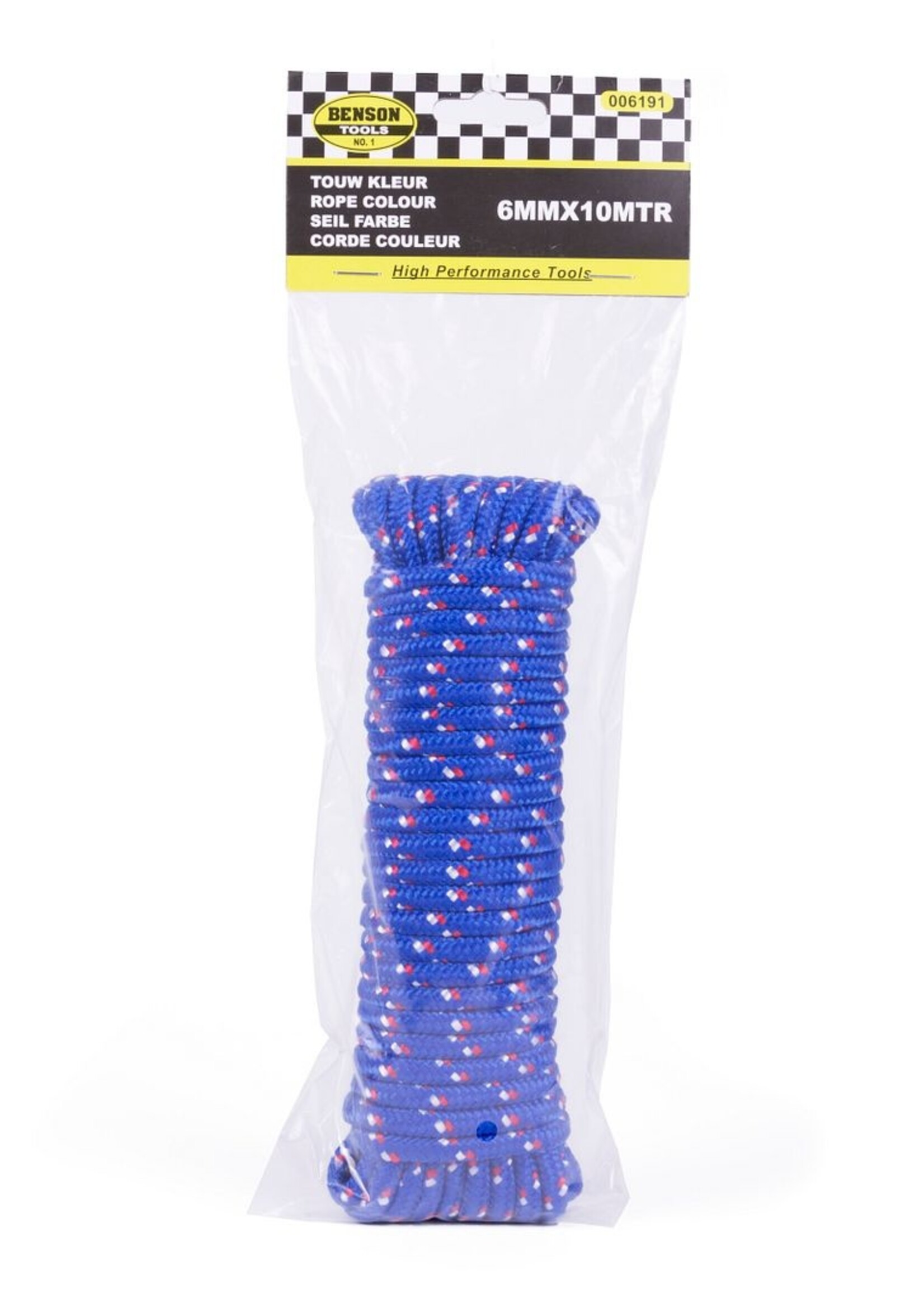Benson Tools Touw Kleur 10 m x 6 mm - Veelkleurig Koord - Gl/Or/Blw Draad
